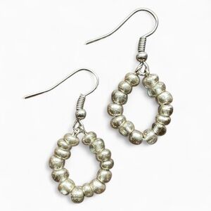 Elegant Silver Beaded Drop Earrings